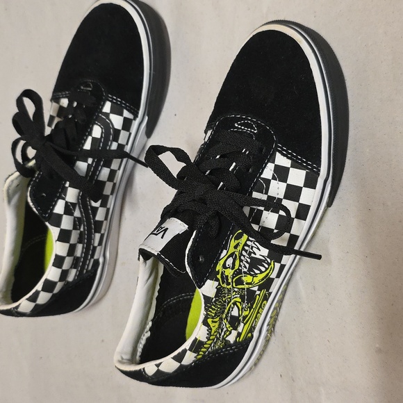 Vans Ward Dino Checkerboard T Rex Old Skool Low Skate Shoes Sneakers Size 5y - Picture 5 of 12